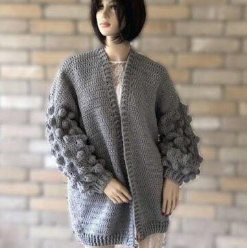 How to Crochet Bobble Sleeve Cardigan Pattern 1