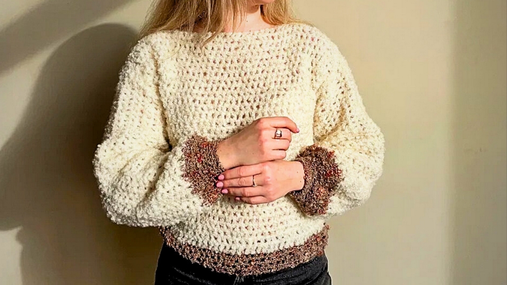 How to Crochet Bouclé Pullover Sweater 1