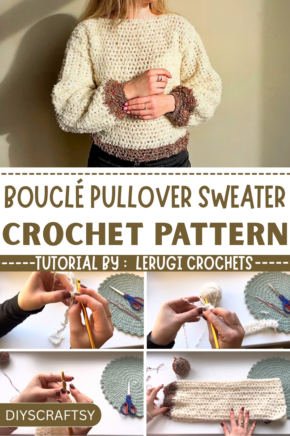 How to Crochet Bouclé Pullover Sweater