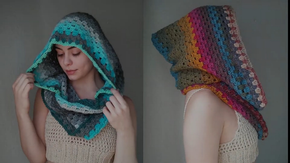 Comfy Crochet Hooded Scarf Pattern 1