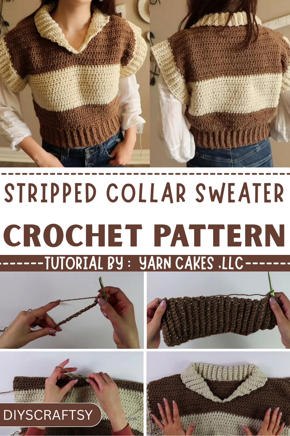 Cozy Crochet Stripped Collar Sweater
