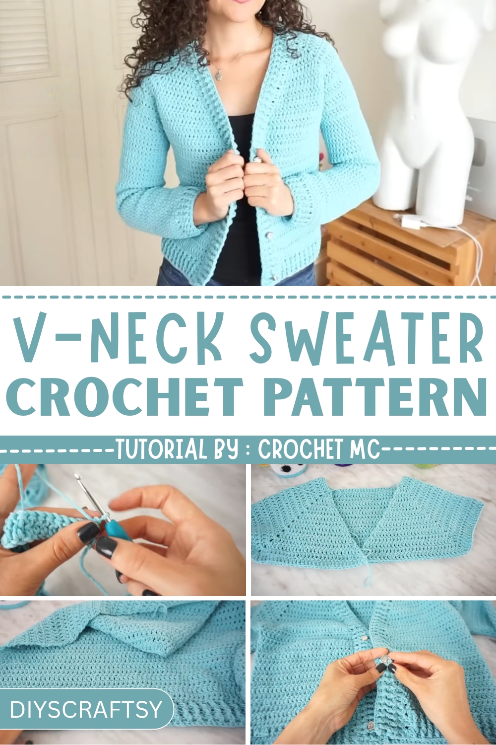 Crochet V-neck Sweater Pattern