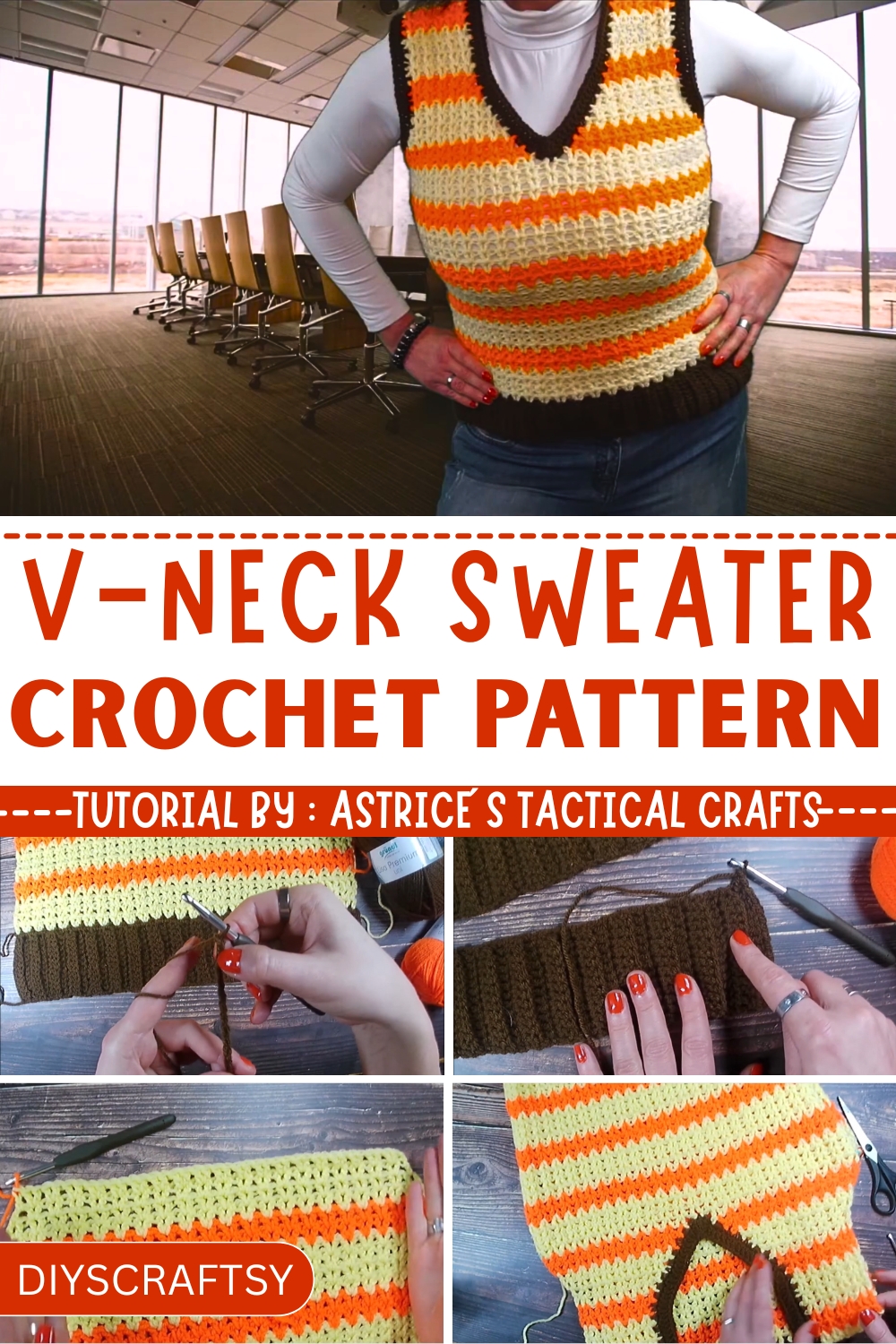 Crochet V-neck Sweater for Cold Days