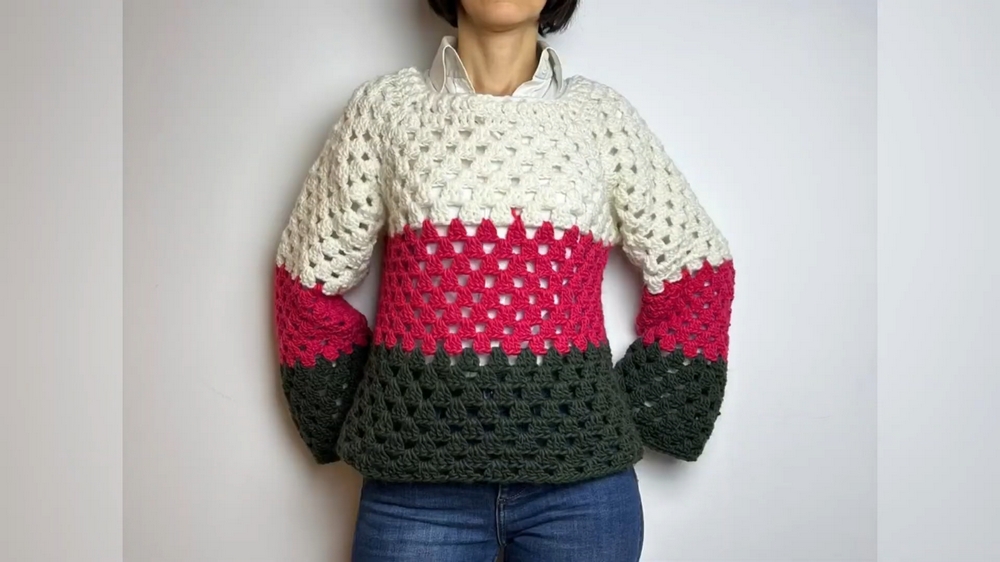 Effortless Granny Top Down Sweater Giving Soft Comfort 1