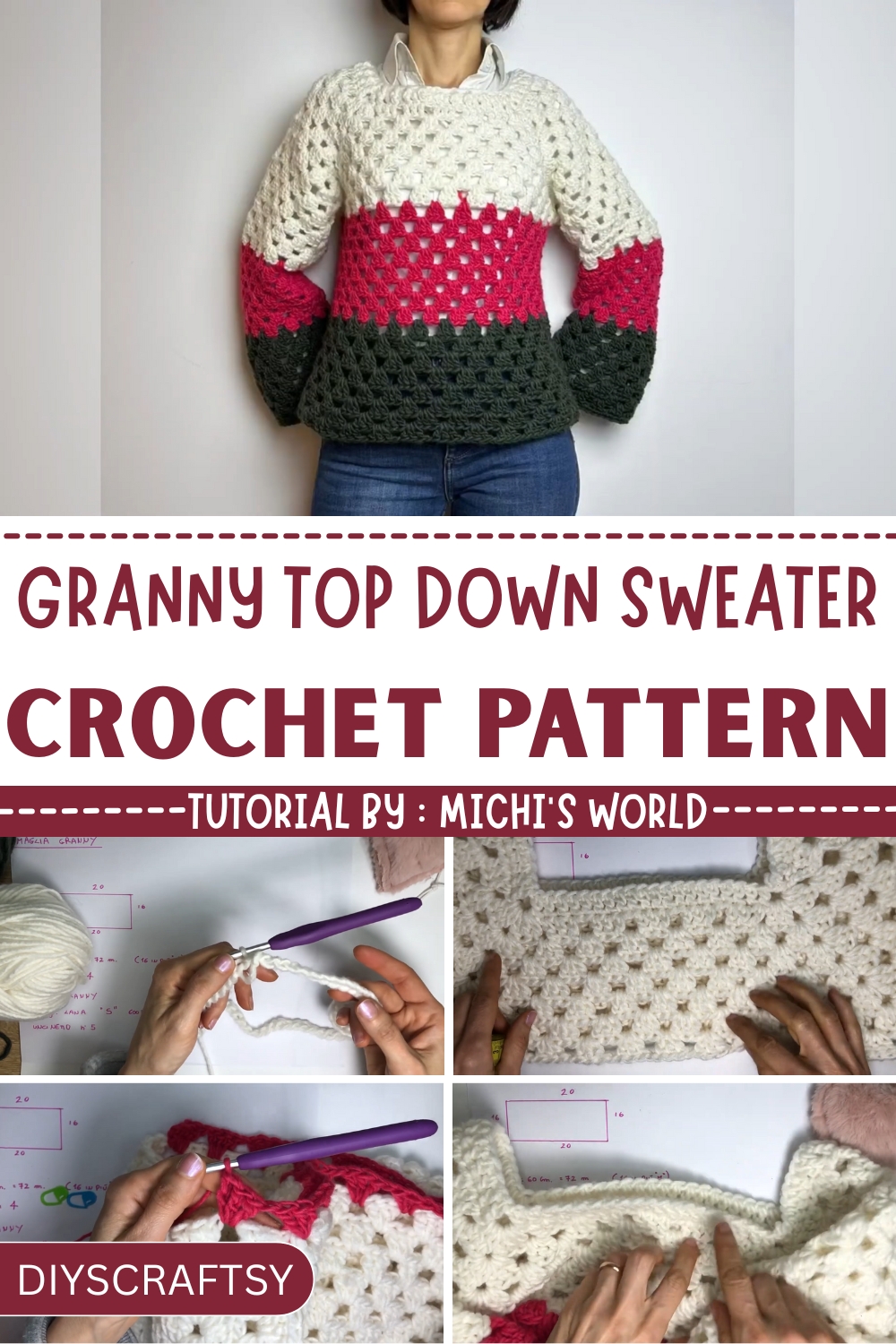 Effortless Granny Top Down Sweater Giving Soft Comfort