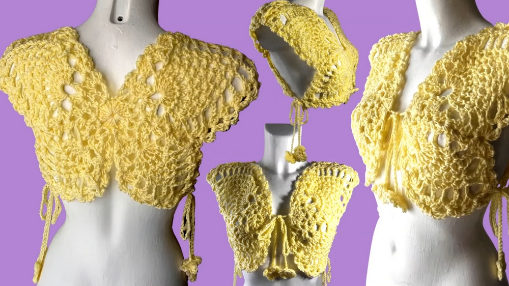 Free Crochet Yellow Butterfly Bolero Pattern 1