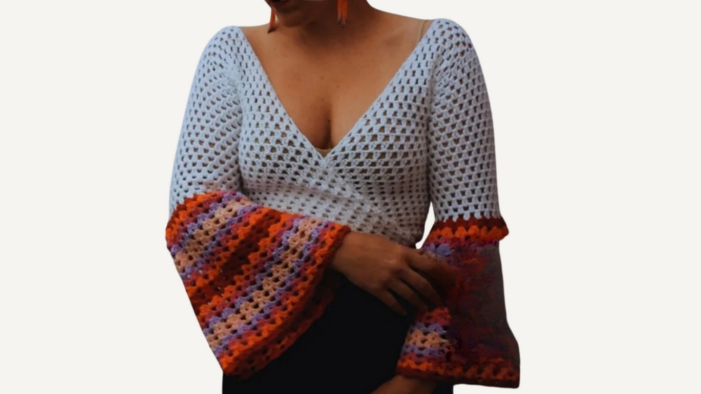 How to Crochet Bell Sleeves Blouse Pattern 1
