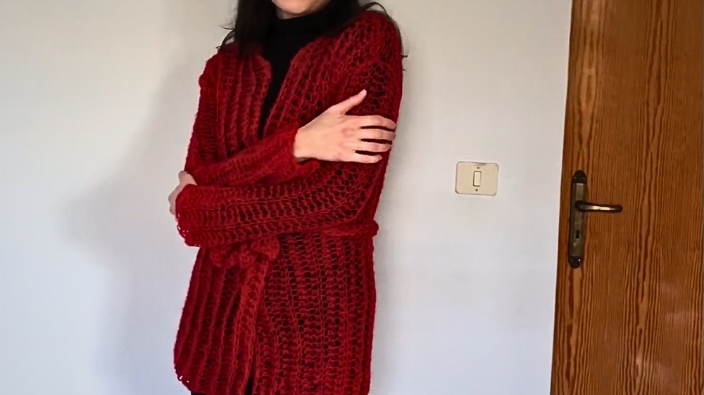 Luxe Crochet Red Mohair Cardigan 1