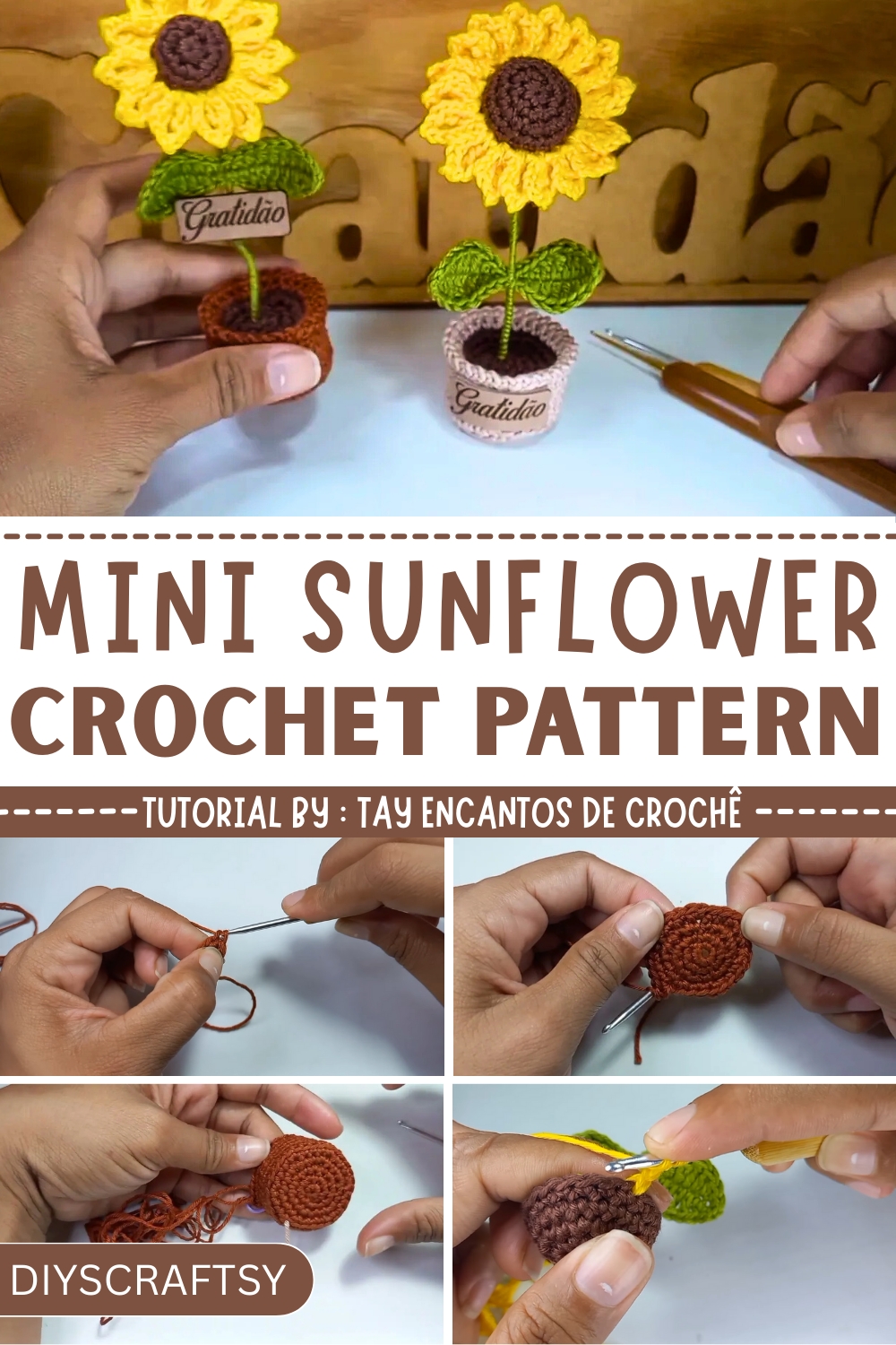 Modern Crochet Mini Sunflower Pattern