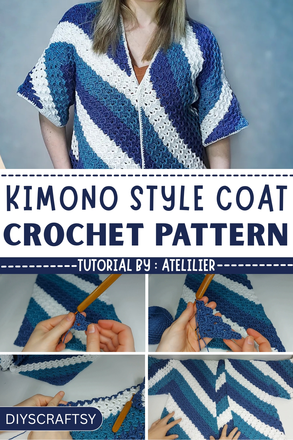 Relaxed-Fit Crochet Kimono Style Coat