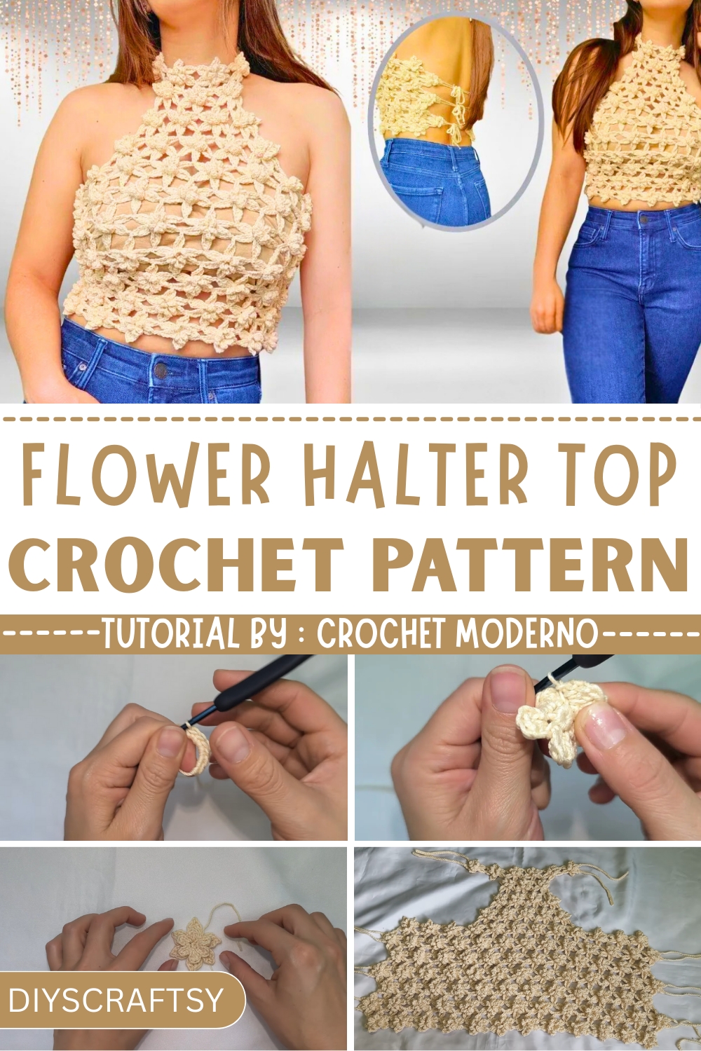 Stylish Crochet Flower Halter Top Pattern