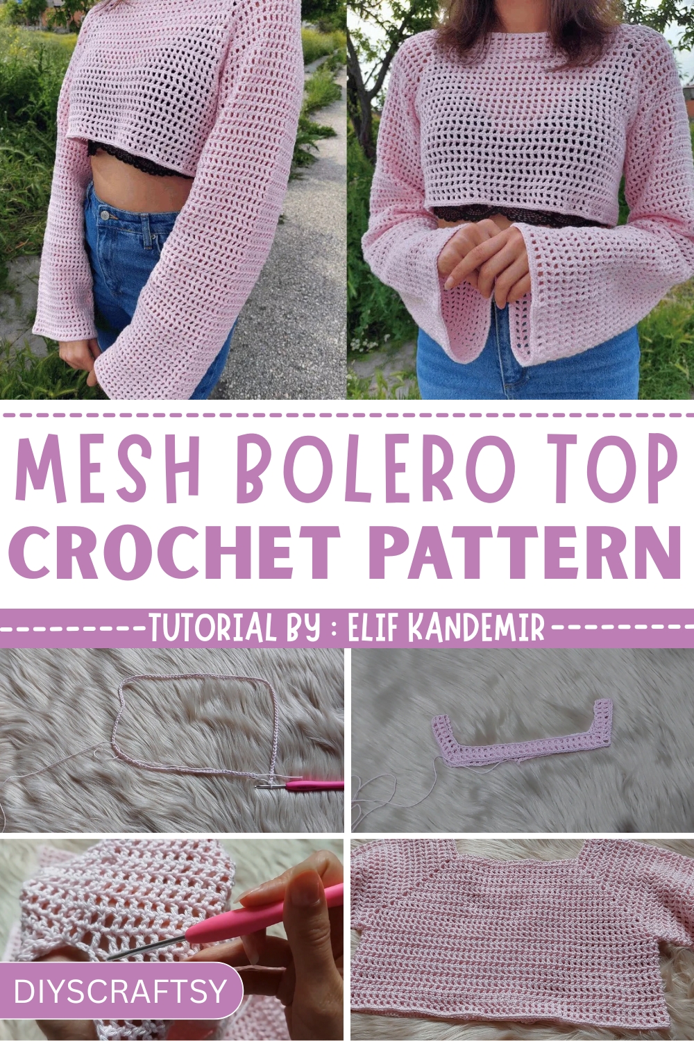 Stylish Crochet Mesh Bolero Top