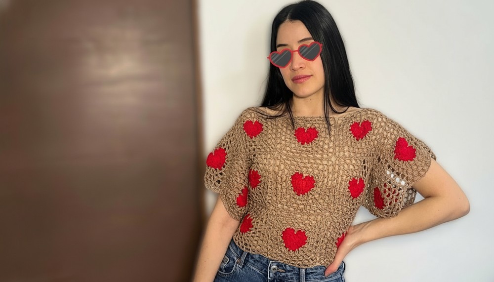 Crochet Blouse With Hearts Pattern 1