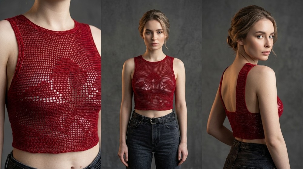 Filet Crochet Scoop Back Tank Top Tutorial 2