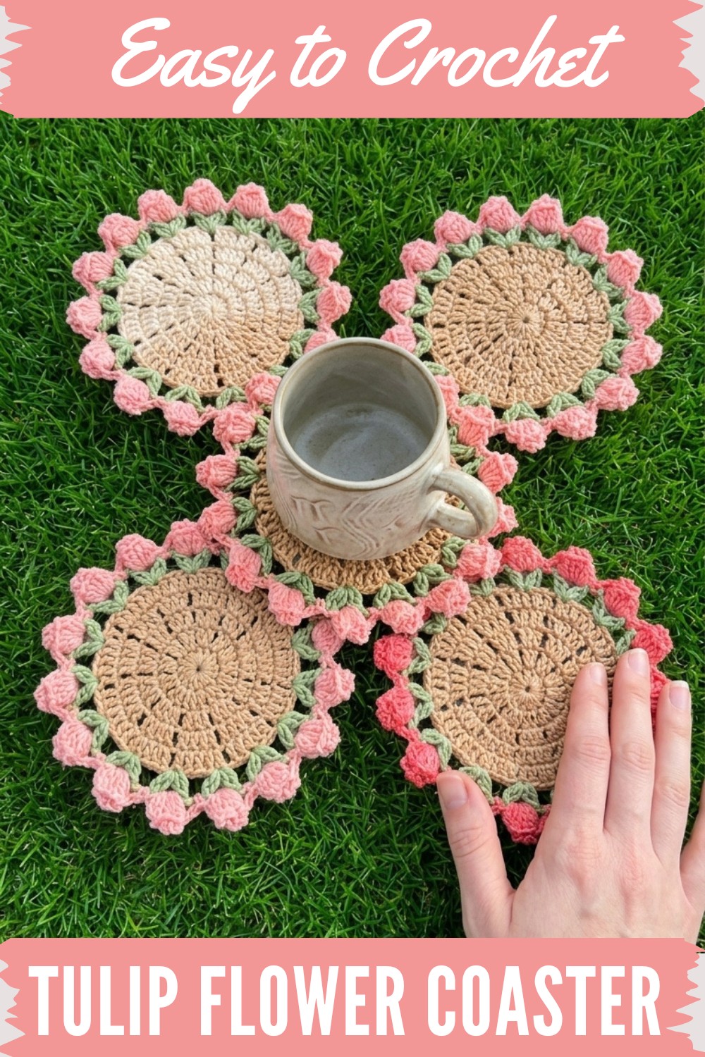 Crochet Tulip Flower Coaster Pattern