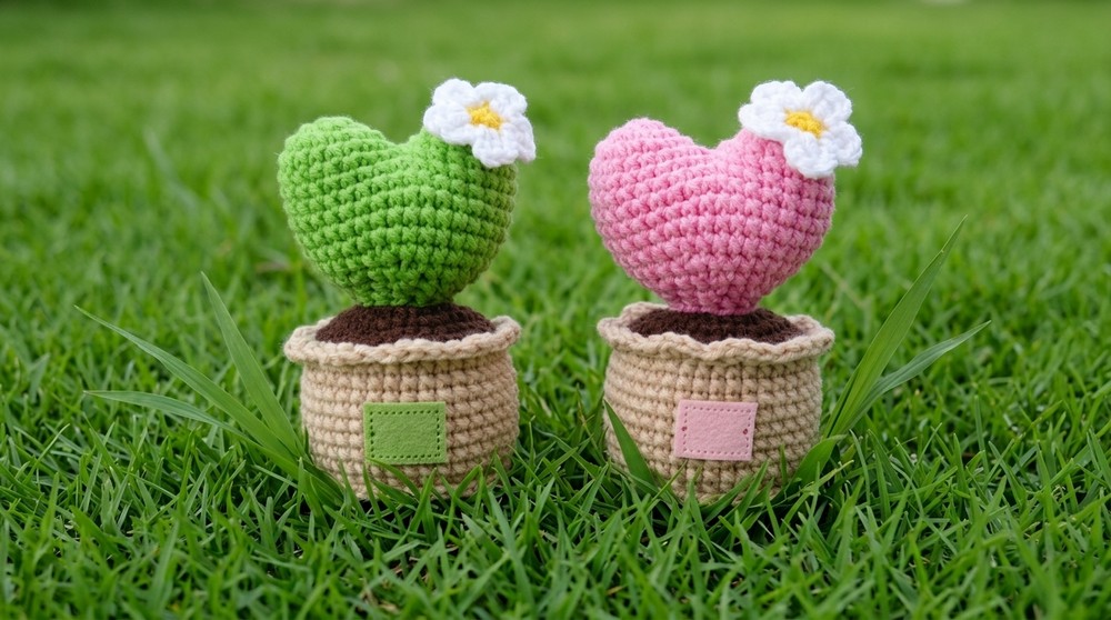 Crochet Heart Cactus Pattern