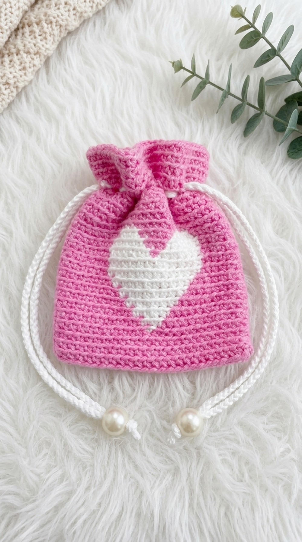 Crochet Pouch With Heart Pattern