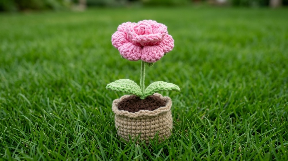 Crochet Beautiful Rose Pot Pattern