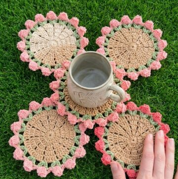 Crochet Tulip Flower Coaster Pattern
