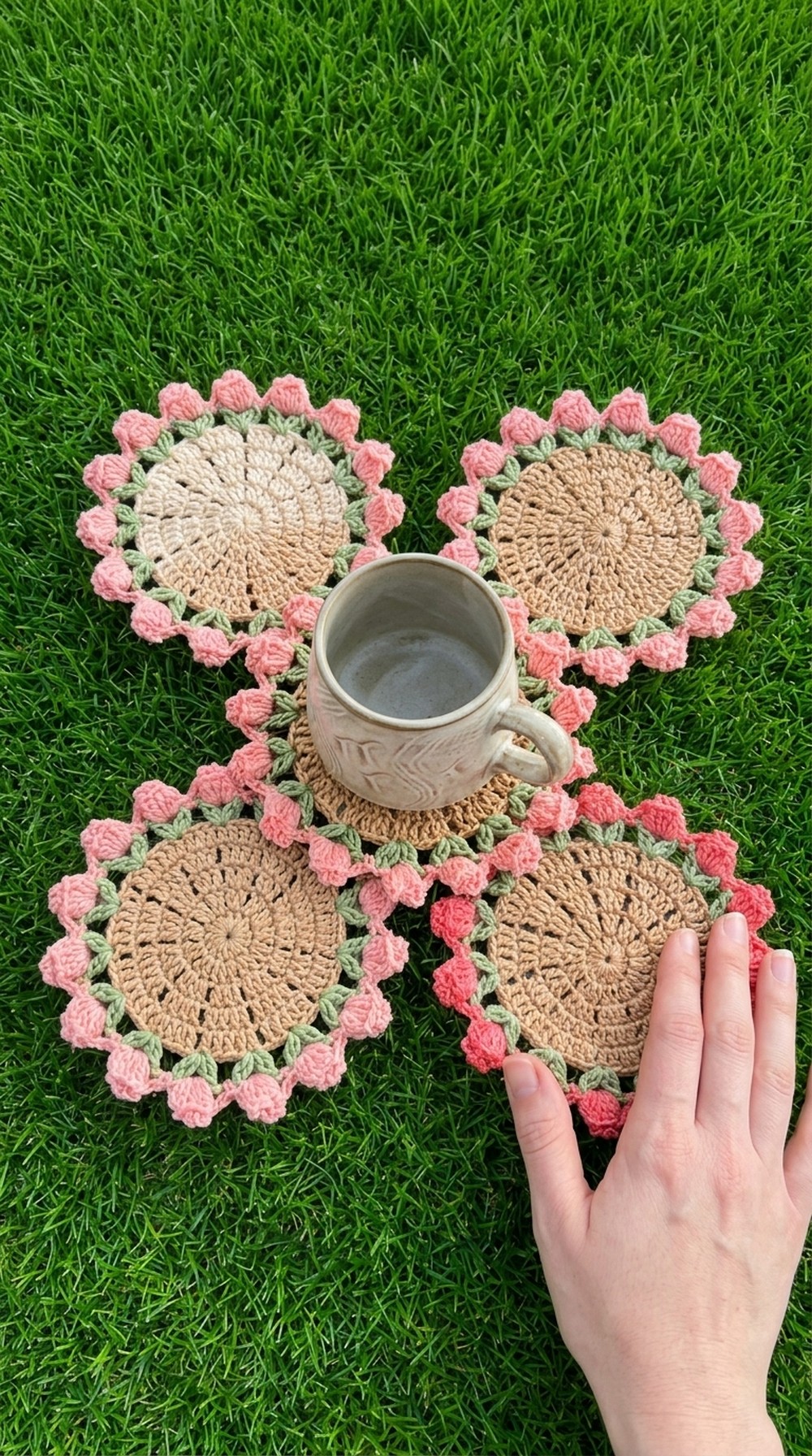 Crochet Tulip Flower Coaster Pattern