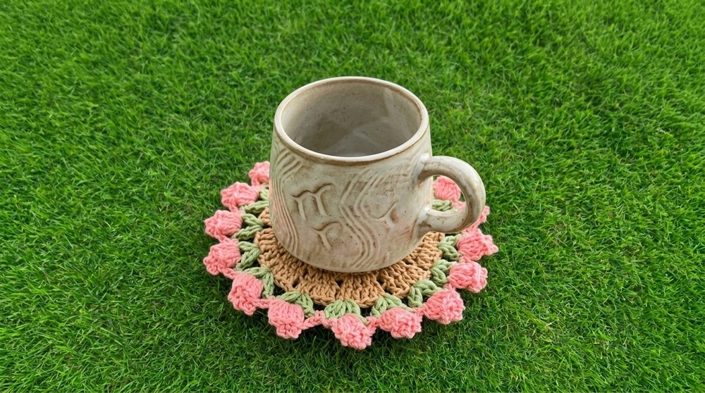 Crochet Tulip Flower Coaster Pattern