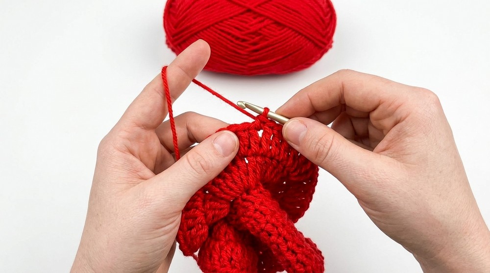 Crochet Cat Ear Beanie Ruffle Bow Pattern 3