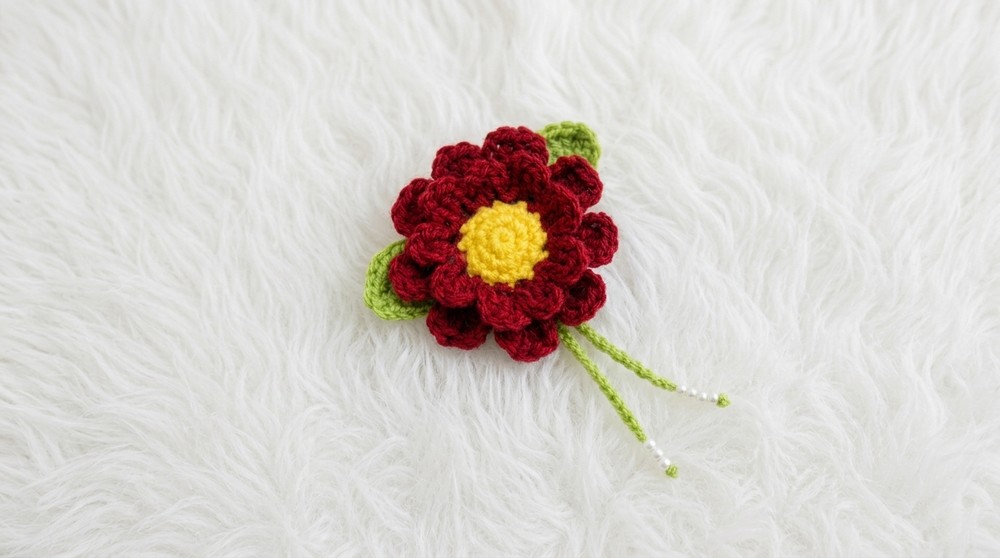 Crochet Daisy Flower Hair Tie Pattern 4