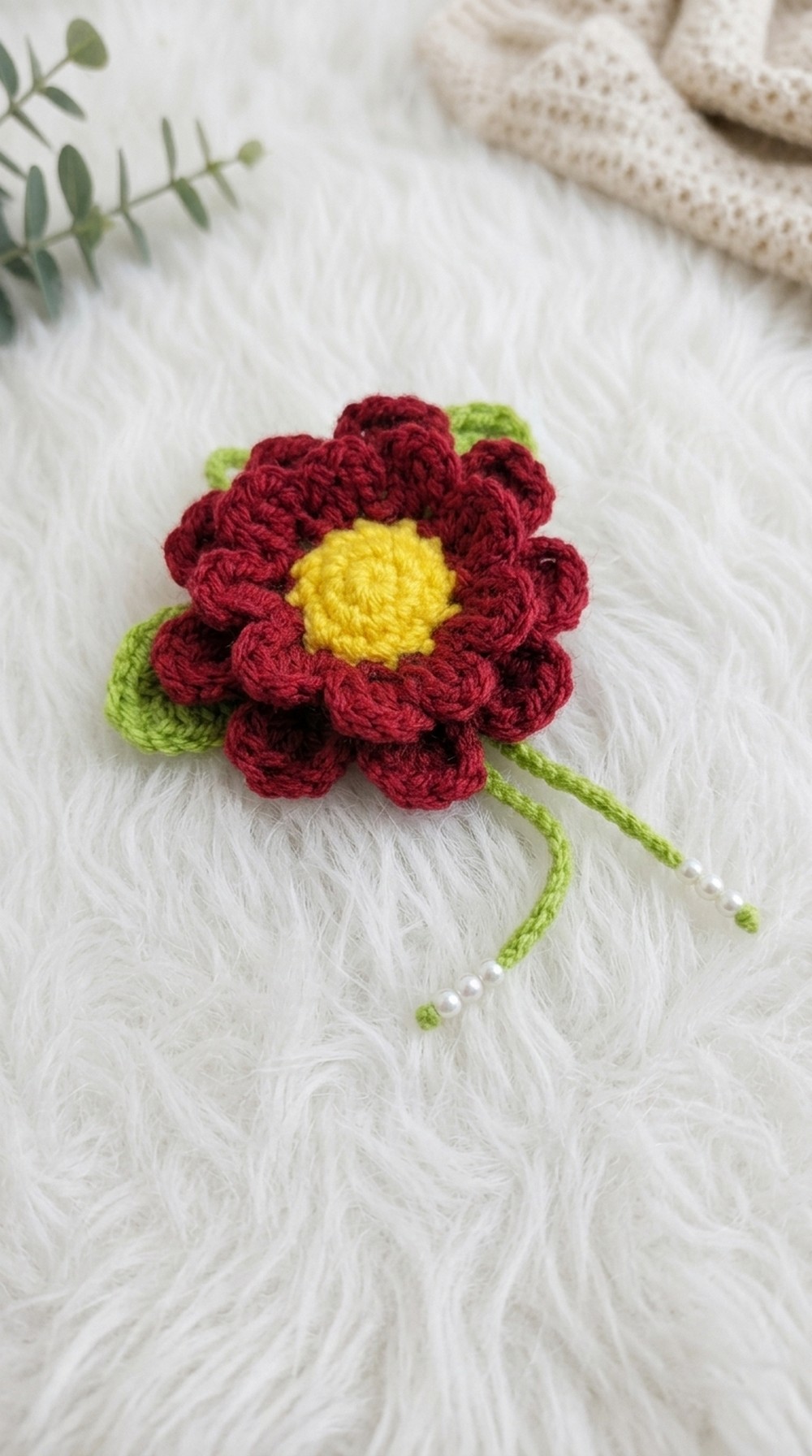 Crochet Daisy Flower Hair Tie Pattern 5