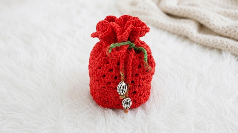 Crochet Drawstring Pouch Pattern 4