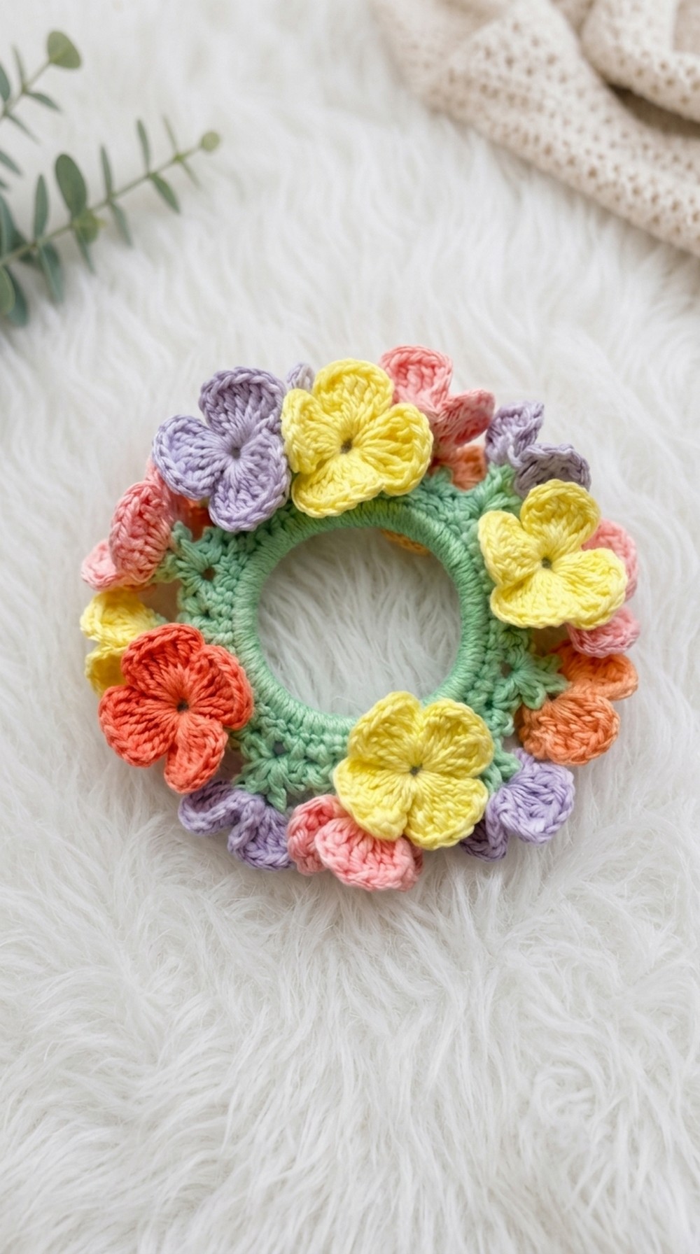 Crochet Floral Scrunchie Pattern 5