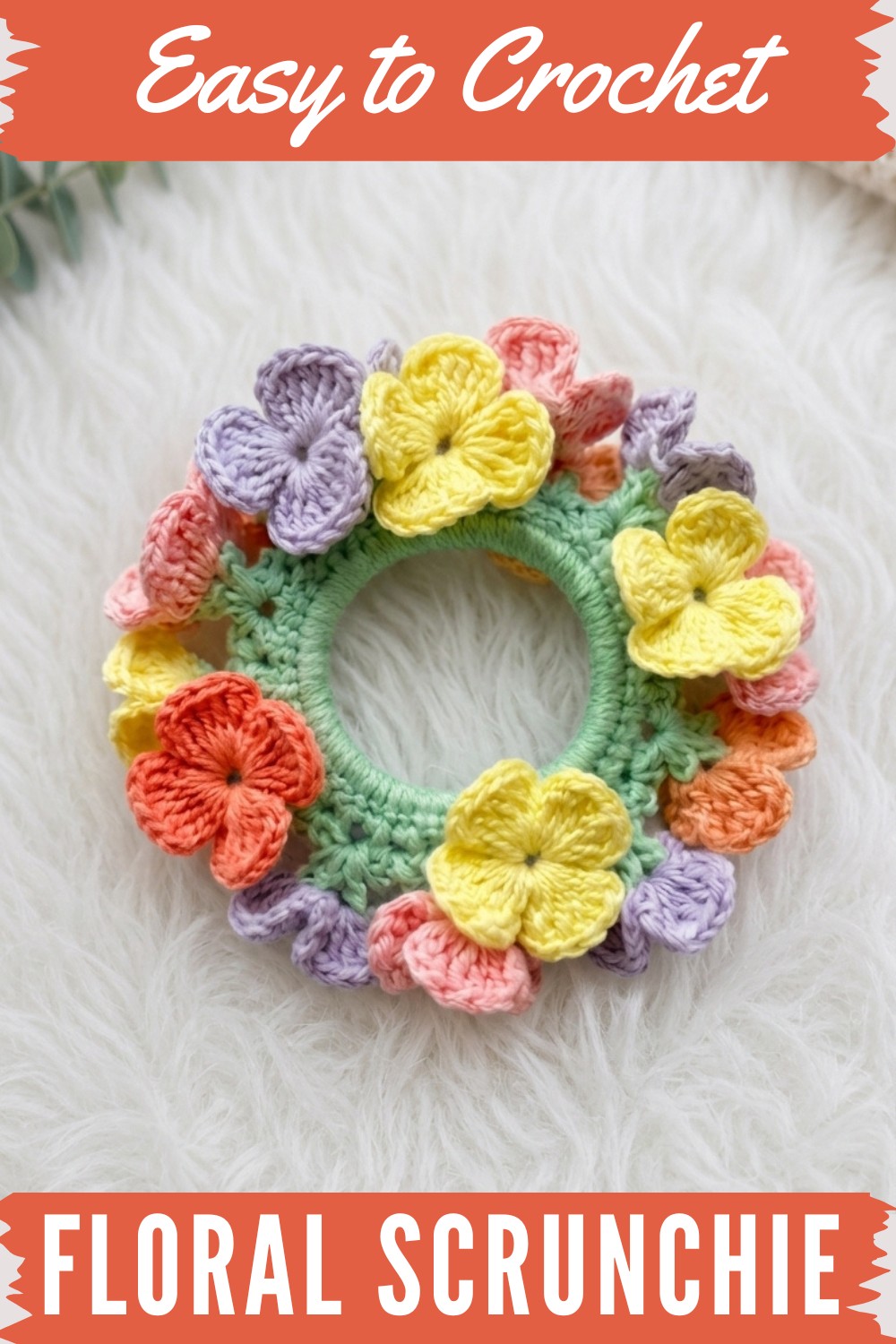 Crochet Floral Scrunchie Pattern