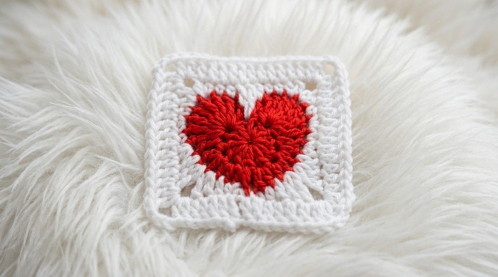 Crochet Heart Granny Square Pattern 4