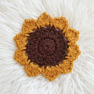 Crochet Sunflower Coaster Pattern 5