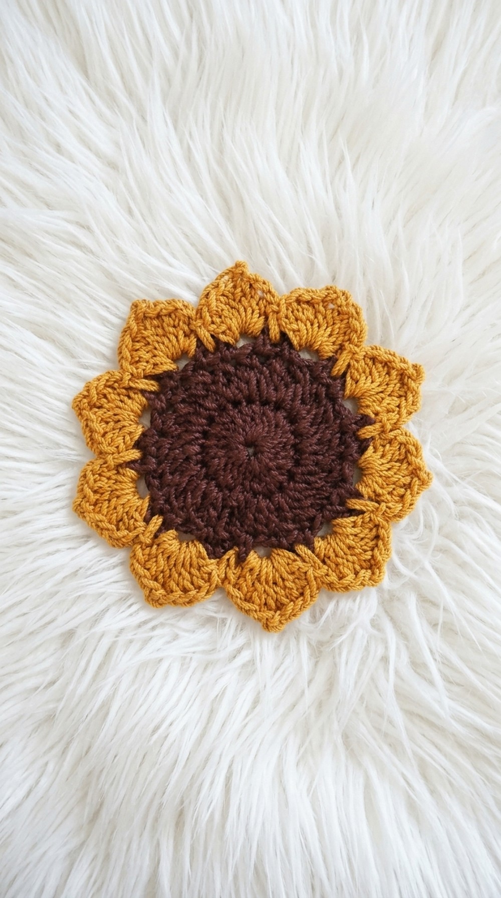 Crochet Sunflower Coaster Pattern 5