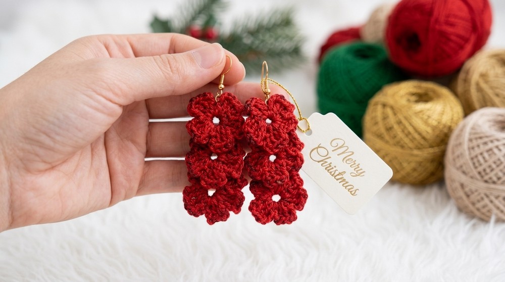 Crochet Earrings For Christmas Pattern 4