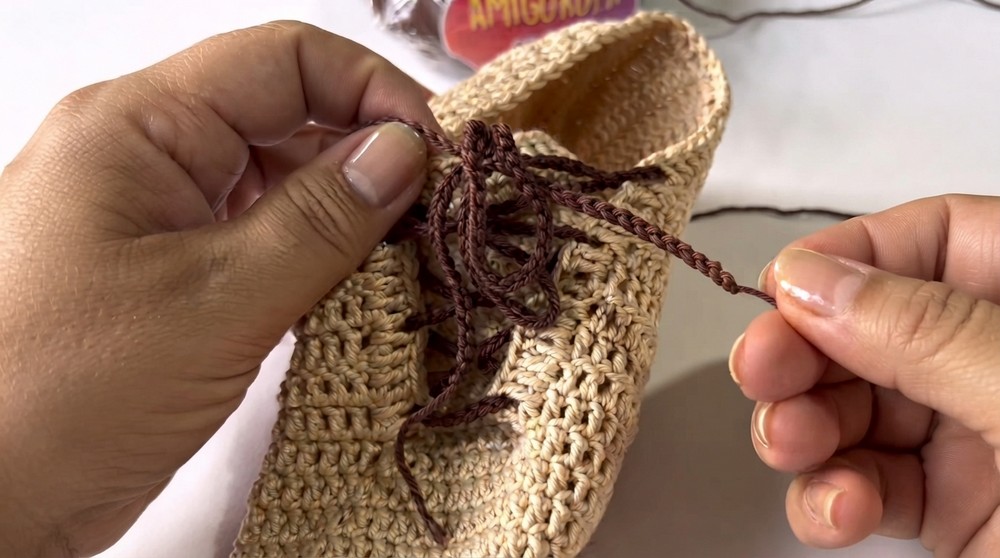 Crochet Lace-Up Slippers Pattern 5
