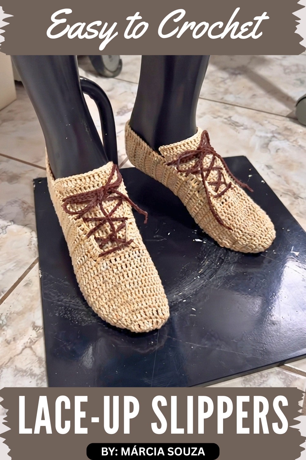 Crochet Lace-Up Slippers Pattern