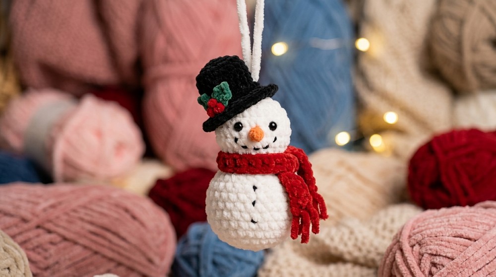 Crochet Snowman Ornament Pattern 4