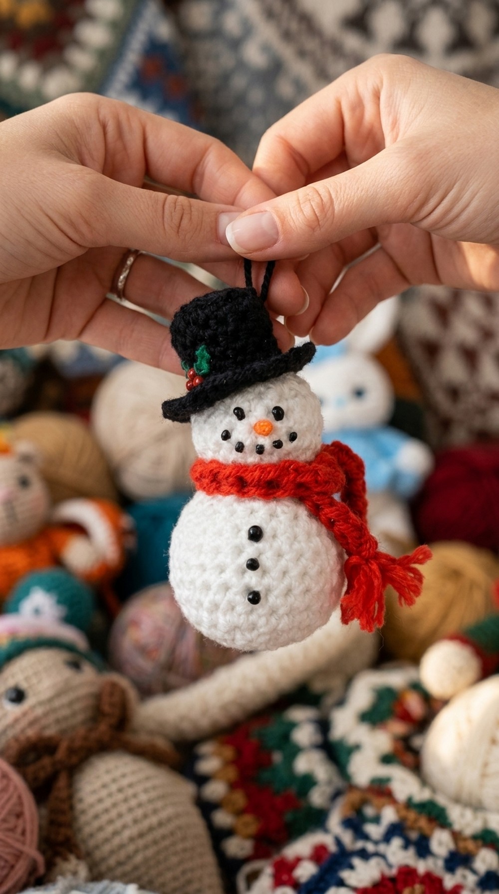 Crochet Snowman Ornament Pattern 5