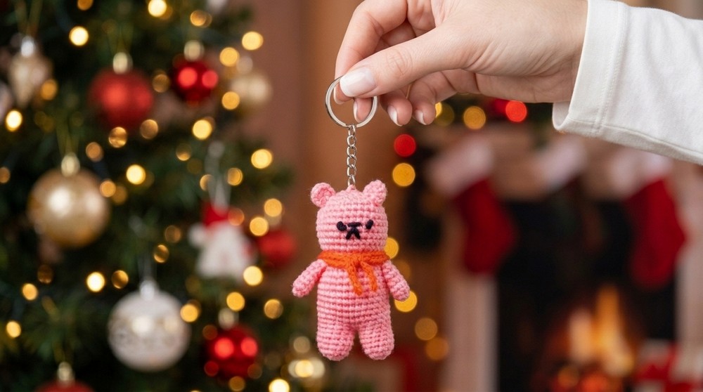 Crochet Teddy Bear Keychain Pattern 4