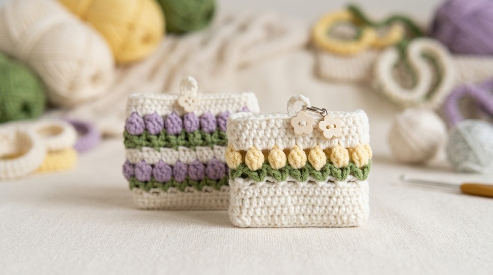 Crochet Tulip AirPods Case Pattern 4
