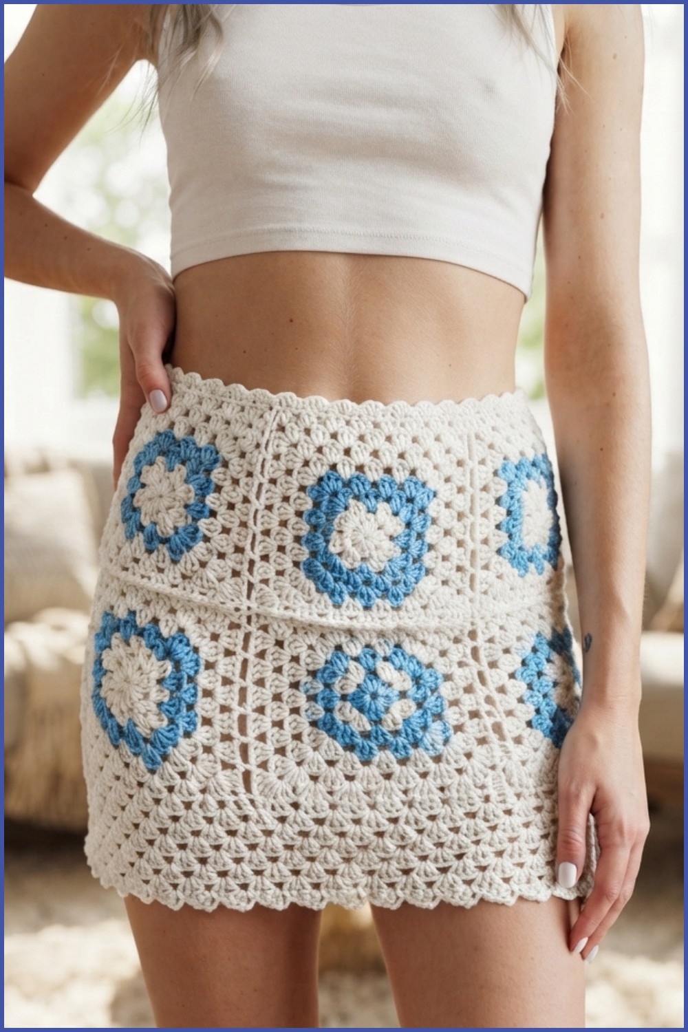 How to Luara crochet skirt. Made with squares 8