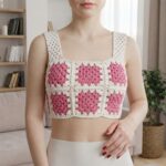 Luara crochet top. Made with squares. 9