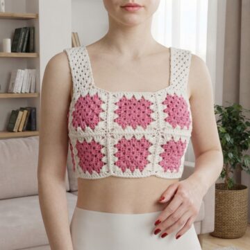 Luara crochet top. Made with squares. 9
