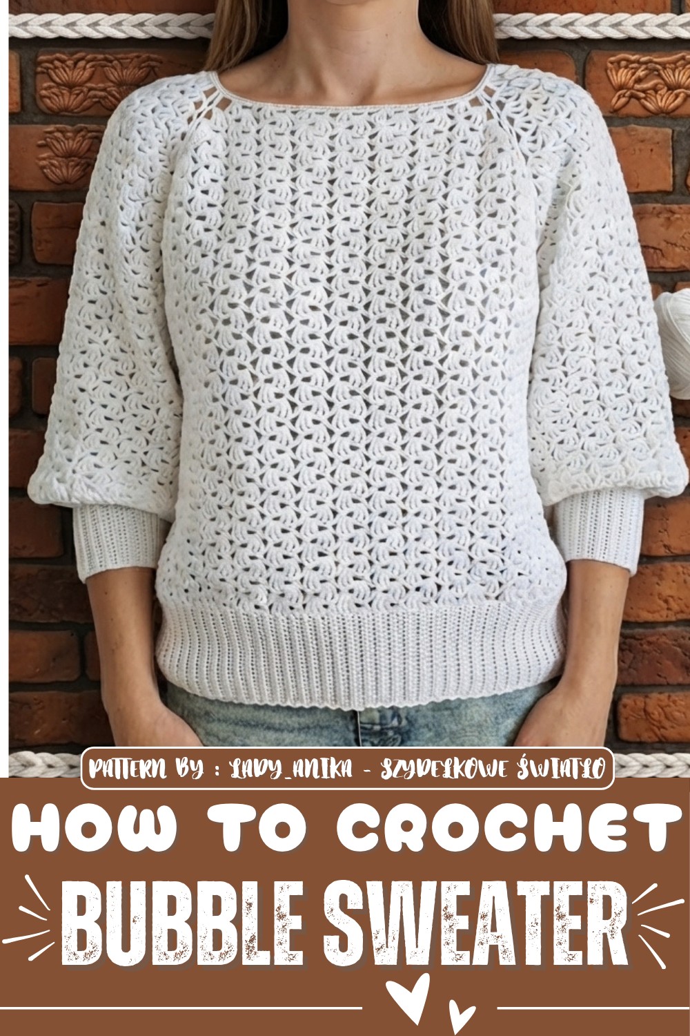 Crochet Mesh Raglan Bubble Sweater Pattern