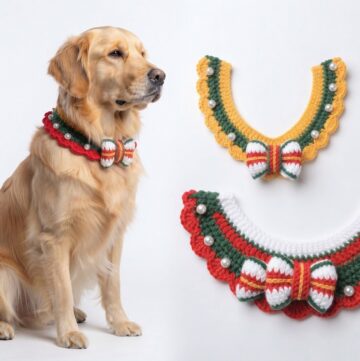 How To Crochet Christmas Style Pet Collar For Dog Cat (13)