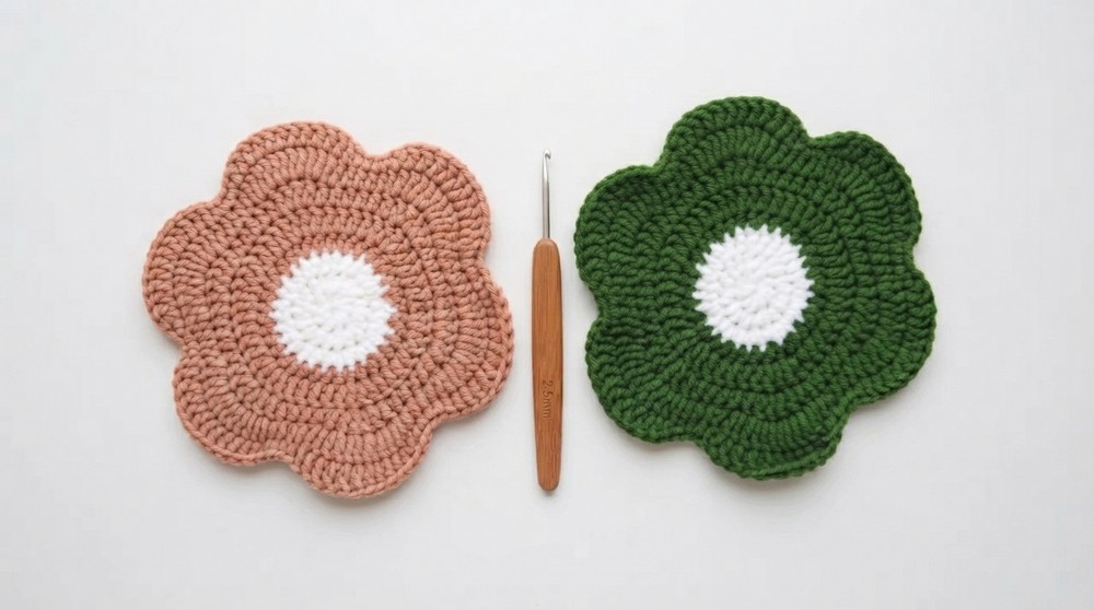 How To Crochet Flower Coaster Tutorial 2