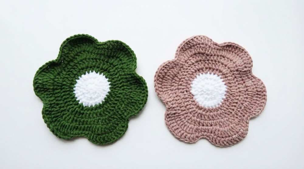 How To Crochet Flower Coaster Tutorial 9