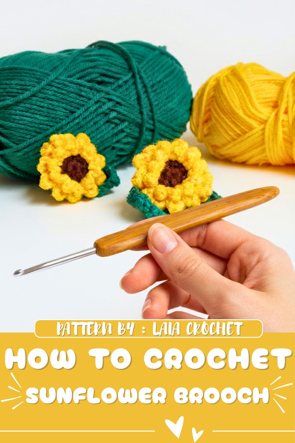 How To Crochet Sunflower Brooch Applique 1