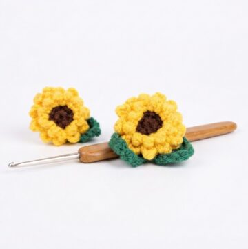 How To Crochet Sunflower Brooch Applique 12